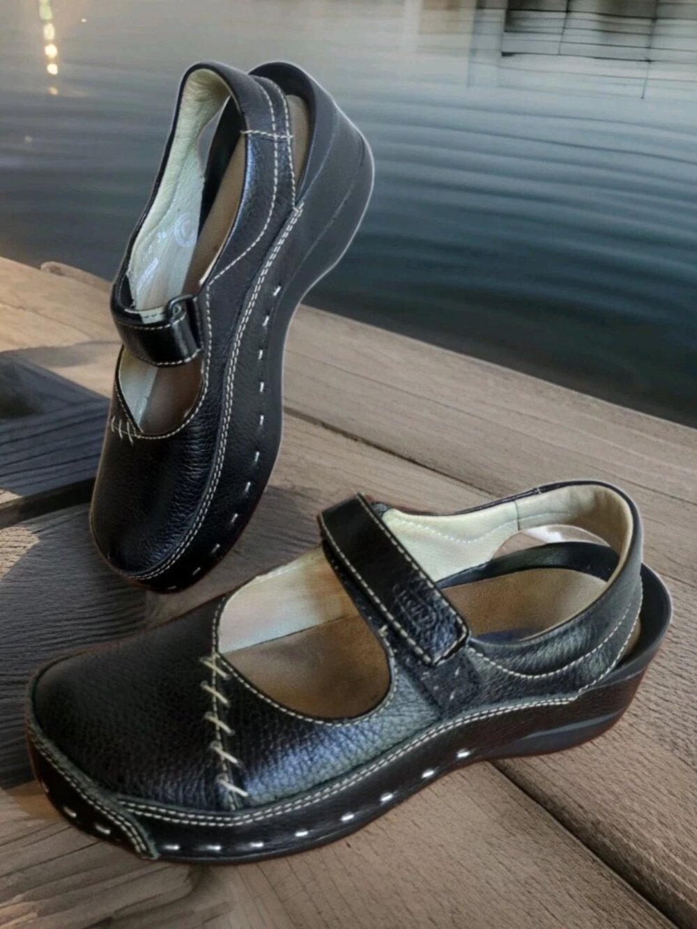 Wolky Mary Jane Strap Black Leather Cloggy Clogs Women’s EU 36 US 5.5-6 - Picture 1 of 11